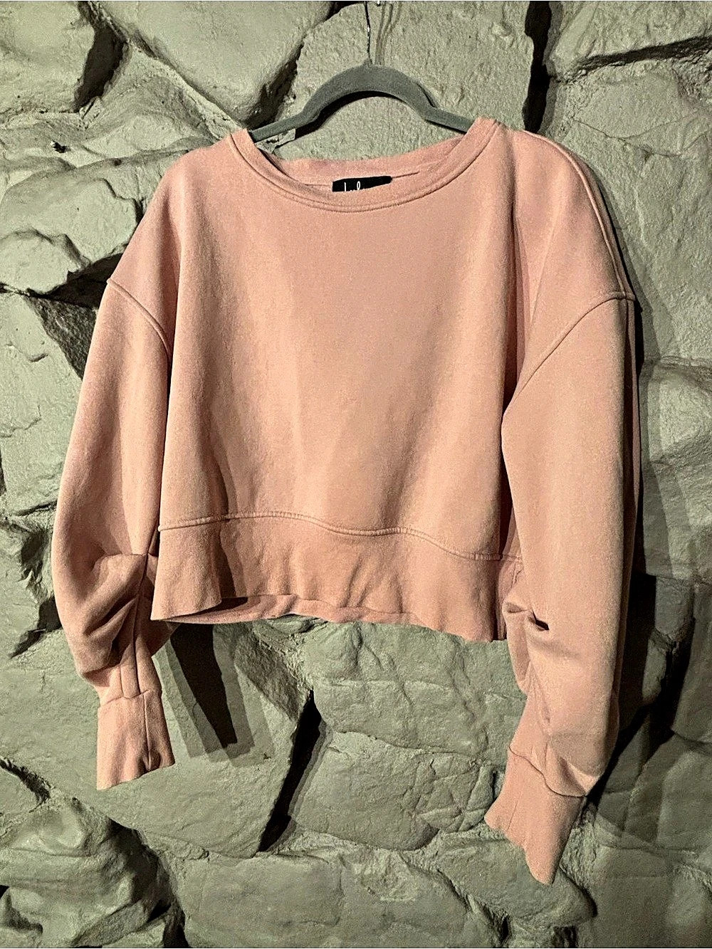 Lulus Paxton Blush Pink Ruched Sleeve Cropped Sweatshirt Pink Cropped Sweatshirt